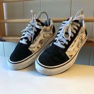 Vans Off the Wall Floral Black Unisex Low Top Skate Women’s size 7.5 Sneakers